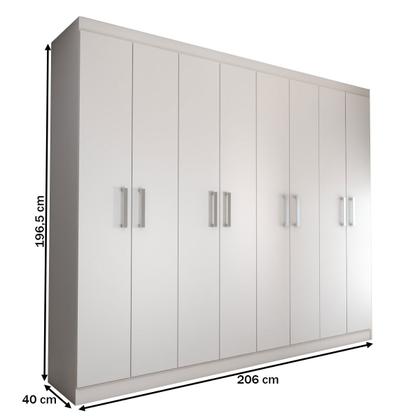 Imagem de Guarda-Roupa Casal Ela e Ele 8 Portas 8 Prateleiras Malbec Branco Fosco - Panorama Móveis