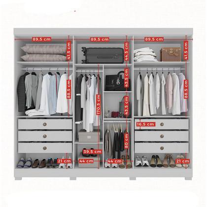 Imagem de Guarda-Roupa Casal Eldorado Premium 6 Portas 6 Gavetas com Espelho com Pés 100% Mdf Branco - Pnr Móveis