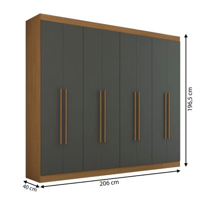 Imagem de Guarda-Roupa Casal Ele e Ela 8 Portas 8 Prateleiras Cinamomo/Chumbo - Panorama Móveis