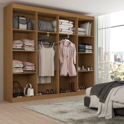 Imagem de Guarda-Roupa Casal Ele e Ela 8 Portas 8 Prateleiras com Espelho Cinamomo/Chumbo - Panorama Móveis