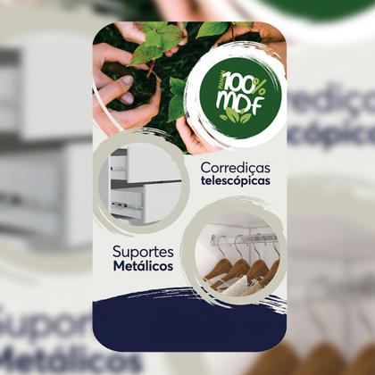 Imagem de Guarda Roupa Casal em MDF 6 Portas 3 Gavetas Kit 4 Espelhos e 8 Pés Clara Panan Móveis Branco