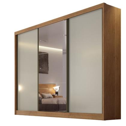Imagem de Guarda Roupa Casal em MDF com Espelho 3 Portas de Correr Sonetto Novo Horizonte
