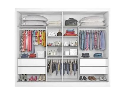 Imagem de Guarda Roupa Casal Espelhado 2 Portas 4 Gavetas Verona Branco Acetinado Made Marcs