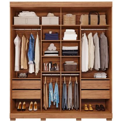 Imagem de Guarda Roupa Casal Espelho e Pés 2 Portas de Correr 4 Gavetas Flora Panan