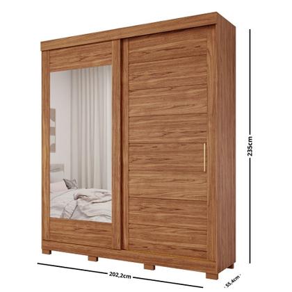 Imagem de Guarda Roupa Casal Espelho e Pés 2 Portas de Correr 4 Gavetas Flora Panan