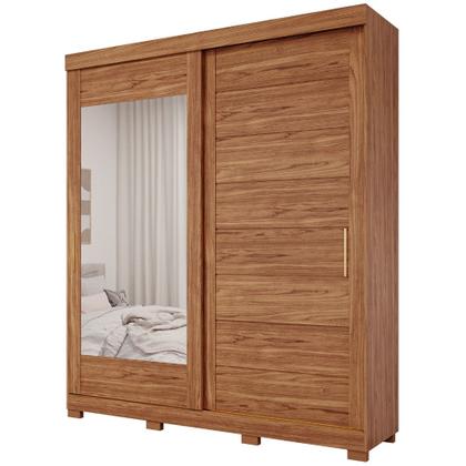 Imagem de Guarda Roupa Casal Espelho e Pés 2 Portas de Correr 4 Gavetas Flora Panan