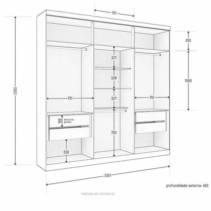Guarda Roupa Casal Evidence Plus 6 Portas 4 Gavetas - Zanzini