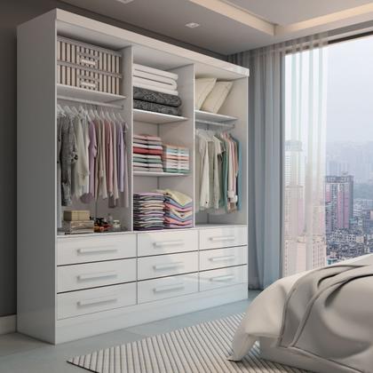 Imagem de Guarda-Roupa Casal Ferrara 3 Portas 9 Gavetas Branco - Panorama Móveis