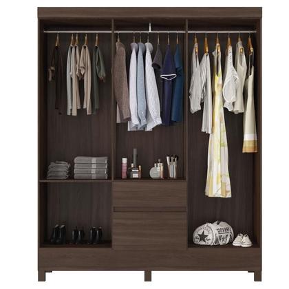 Imagem de Guarda Roupa Casal Flash 2 com Multiuso Golden com Cômoda Astral Café - Demóbile