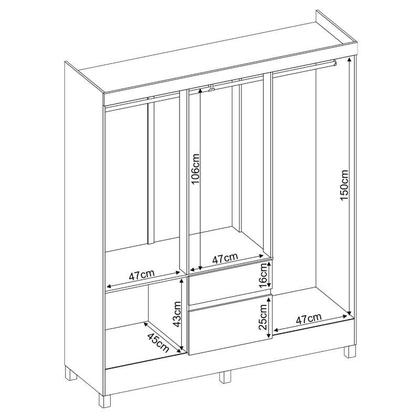 Imagem de Guarda Roupa Casal Flash 2 com Multiuso Viena com Cômoda London Café - Demóbile