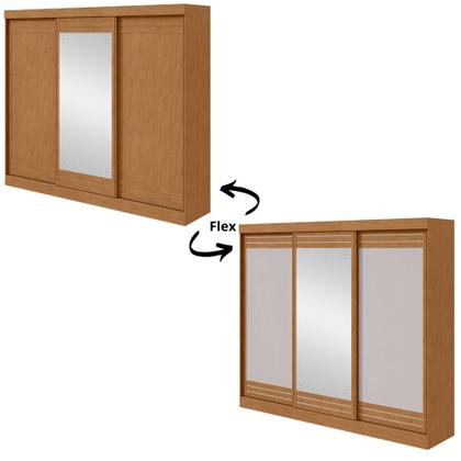 Imagem de Guarda Roupa Casal Flex com Espelho 3 Portas de Correr Nice Lopas