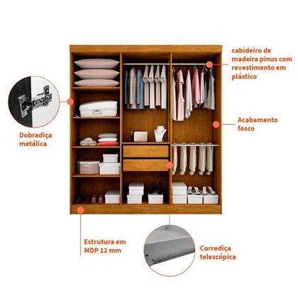 Imagem de Guarda-Roupa Casal Flórida 6 PT Imbuia e Off White