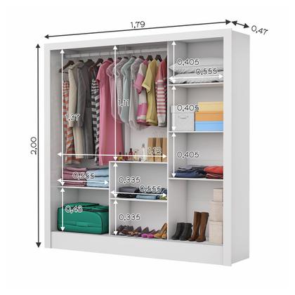 Imagem de Guarda Roupa Casal Fortaleza 3 Portas Com Espelho Carioca Móveis