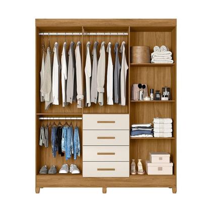 Imagem de Guarda Roupa Casal Frisado 6 Portas 4 Gavetas com 2 Espelhos Aruba