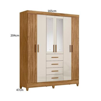 Imagem de Guarda Roupa Casal Frisado 6 Portas 4 Gavetas com 2 Espelhos Aruba