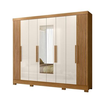 Imagem de Guarda-roupa Casal Frisado 8 Portas 4 Gavetas com Espelhos e Pés Diplomata