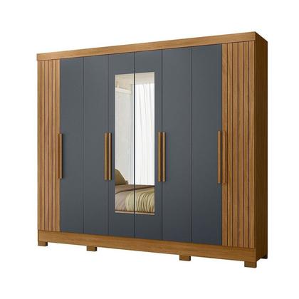Imagem de Guarda-roupa Casal Frisado 8 Portas 4 Gavetas com Espelhos e Pés Diplomata