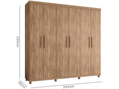 Guarda-Roupa Casal Gênova 6 PT Carvalho - Lanza - Guarda-Roupa