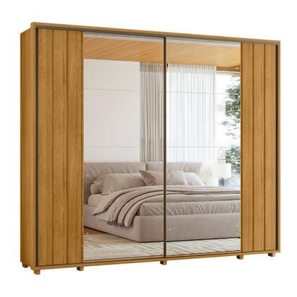 Imagem de Guarda Roupa Casal Grande 2 Portas de Correr com 2 Espelhos 100% MDF 278cm Dalí Madetec Cor:Cinamomo
