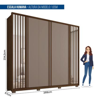 Imagem de Guarda Roupa Casal Grande 6 Portas 4 Gavetas Marrom Orfeus