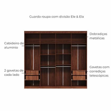 Imagem de Guarda Roupa Casal Grande Rosário 8 Portas 4 Gavetas Cor Jatoba e Areia