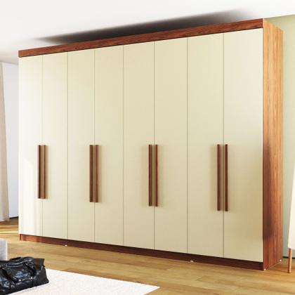 Imagem de Guarda Roupa Casal Grande Rosário 8 Portas 4 Gavetas Cor Jatoba e Areia