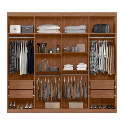 Imagem de Guarda Roupa Casal Grande Rosário 8 Portas 4 Gavetas Cor Jatoba e Areia