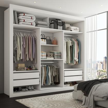 Imagem de Guarda-Roupa Casal Hamburgo 3 Portas 4 Gavetas com Espelho Branco - Panorama Móveis