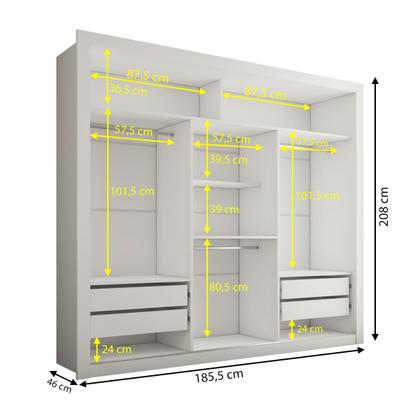 Imagem de Guarda-Roupa Casal Hamburgo 3 Portas 4 Gavetas com Espelho Branco - Panorama Móveis