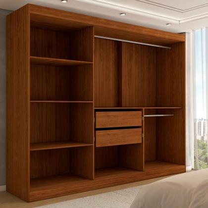 Imagem de Guarda-Roupa Casal Harvard 3 Portas 2 Gavetas 100% Mdf Off White/Nogueira - Panorama Móveis