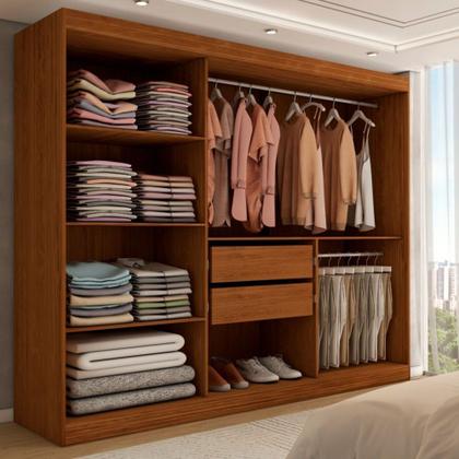 Imagem de Guarda-Roupa Casal Harvard 3 Portas 2 Gavetas 100% Mdf Off White/Nogueira - Panorama Móveis