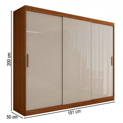 Imagem de Guarda-Roupa Casal Harvard 3 Portas 2 Gavetas 100% Mdf Off White/Nogueira - Panorama Móveis
