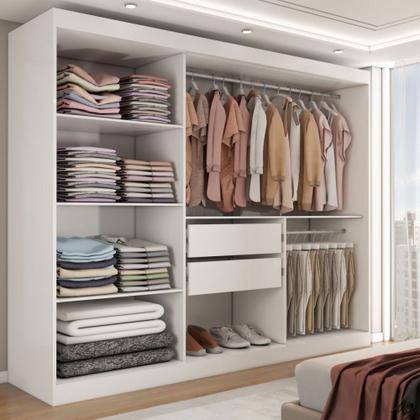 Imagem de Guarda-Roupa Casal Harvard 3 Portas 2 Gavetas com Espelho 100% Mdf Branco - Panorama Móveis