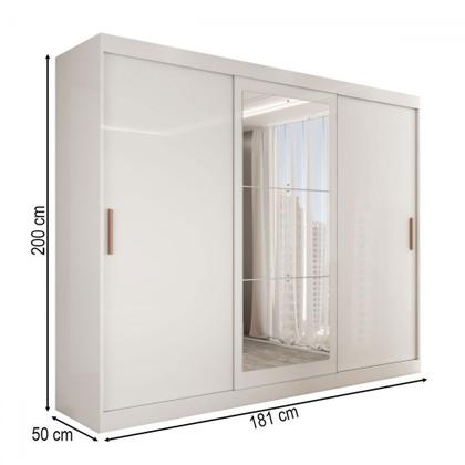 Imagem de Guarda-Roupa Casal Harvard 3 Portas 2 Gavetas com Espelho 100% Mdf Branco - Panorama Móveis