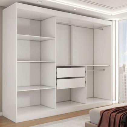 Imagem de Guarda-Roupa Casal Harvard 3 Portas 2 Gavetas com Espelho 100% Mdf Branco - Panorama Móveis