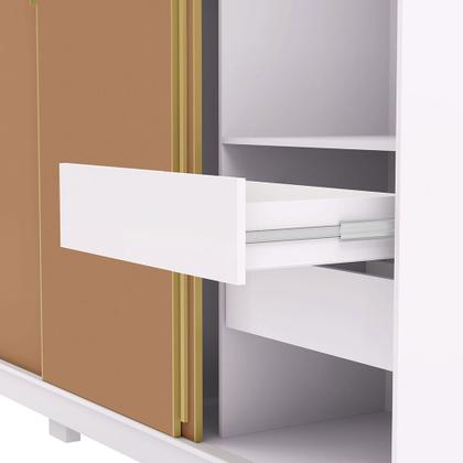 Imagem de Guarda Roupa Casal Heros 3 Portas de Correr Dupla Face com Gavetas MDF Branco/Terracota G98 - Gran Belo