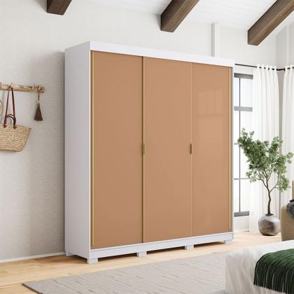 Imagem de Guarda Roupa Casal Heros 3 Portas de Correr Dupla Face com Gavetas MDF Branco/Terracota G98 - Gran Belo