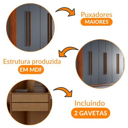Imagem de Guarda Roupa Casal Heros 6 Portas e 2 Gavetas MDF Moderna