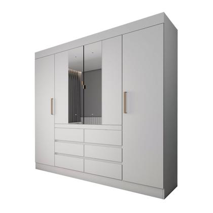 Imagem de Guarda-Roupa Casal Honey 4 Portas 6 Gavetas com Espelho Branco - Panorama Móveis
