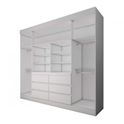 Imagem de Guarda-Roupa Casal Honey 4 Portas 6 Gavetas com Espelho Branco - Panorama Móveis