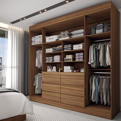 Imagem de Guarda-Roupa Casal Honey 4 Portas 6 Gavetas com Espelho Freijó - Panorama Móveis