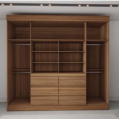 Imagem de Guarda-Roupa Casal Honey 4 Portas 6 Gavetas com Espelho Freijó - Panorama Móveis