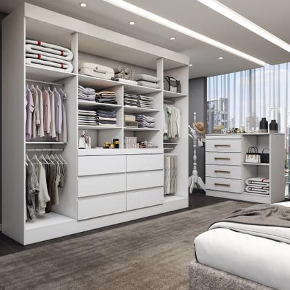 Imagem de Guarda-Roupa Casal Honey 5 Portas 10 Gavetas com Espelho Branco - Panorama Móveis