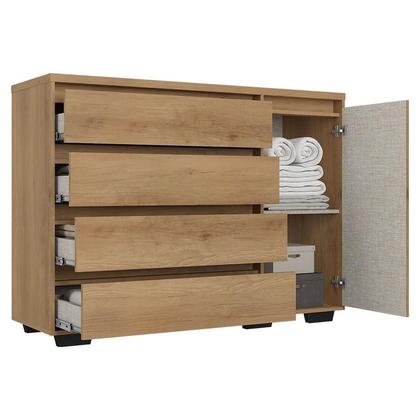 Imagem de Guarda Roupa Casal Ibiza 3 Portas Capuccino Cacau Off White Flex e Cômoda com Porta Aurora Cappuccino - THB