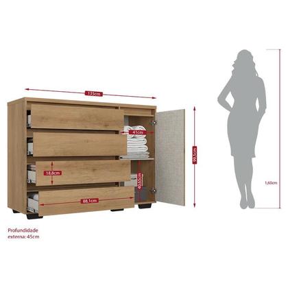 Imagem de Guarda Roupa Casal Ibiza 3 Portas Capuccino Cacau Off White Flex e Cômoda com Porta Aurora Capuccino - THB