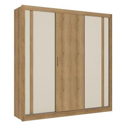 Imagem de Guarda Roupa Casal Ibiza 3 Portas Capuccino Cacau Off White Flex e Cômoda com Porta Aurora Capuccino - THB