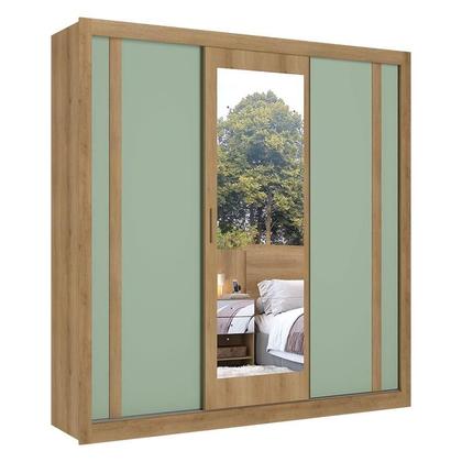 Imagem de Guarda Roupa Casal Ibiza Glass 3 Portas Capuccino Menta Flex e Cômoda com Porta Aurora e Cappuccino - THB