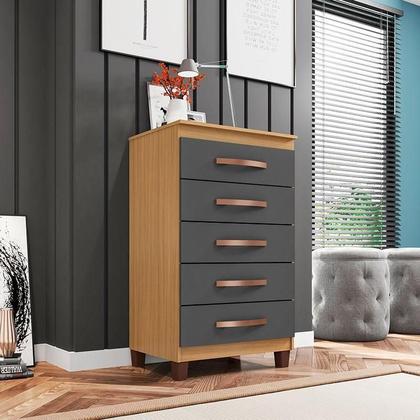 Imagem de Guarda Roupa Casal Imperial com Cômoda Sapateira Cannes e Armário Multiuo Versatile com Chave Carvaho Americano Grafite - Incorplac