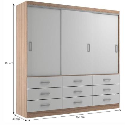 Imagem de Guarda-Roupa Casal Isabela 3 PT 9 GV Off White