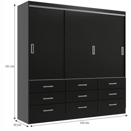 Imagem de Guarda-Roupa Casal Isabela 3 PT 9 GV Preto